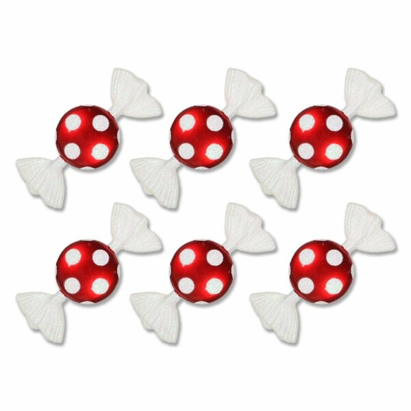 Queens Of Christmas 7 in. Candy Ornament with Dots Red & White, 6PK ORN-CDY-6PK-DOT